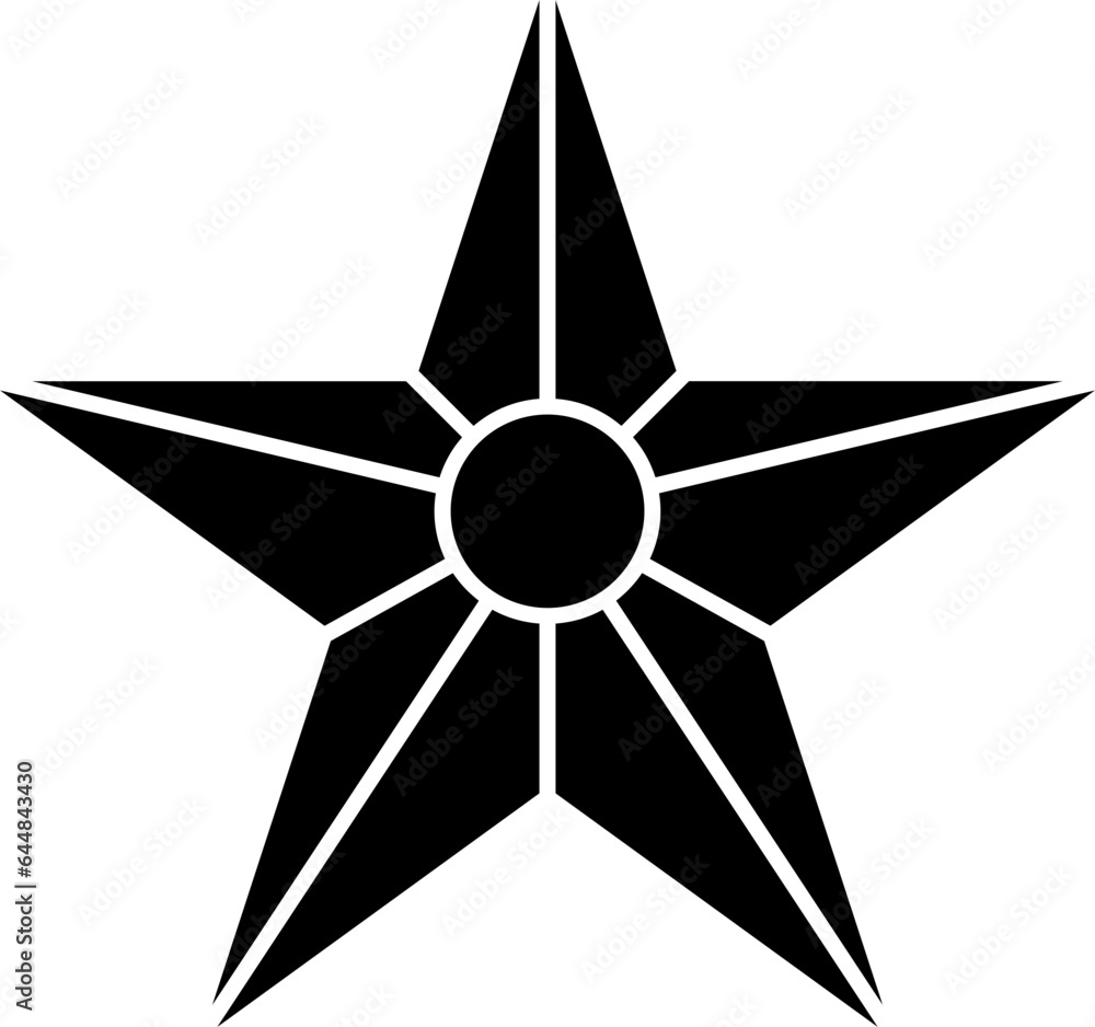 Wall mural star icon in b&w color.