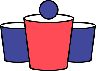 Beer Pong Icon In Blue And Red Color.