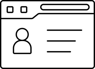 Account or Profile Page Icon In Black Line Art.