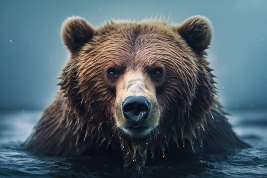Bear in water animal portrait