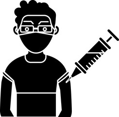 Avatar Vaccination Icon In B&W Color.