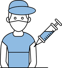 Isolated Avatar Vaccination Icon In Blue Amd White Color.