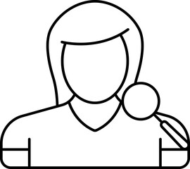 Faceless Woman With Magnifying Glass Icon In Line Art.