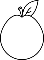 Linear Style Plum With Leaf Flat Icon.