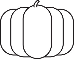Black Line Art Pumpkin Flat Icon.