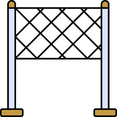 Volleyball Net Icon In Yellow And Blue Color.