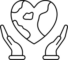 Earth Care Icon In Black thin Line.