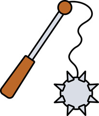 Flail Icon In Gray And Brown Color.