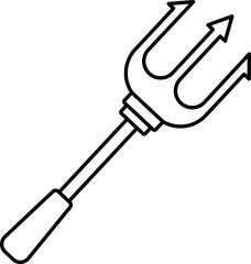 Trident (Trishul) Icon In Black Outline.