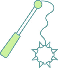 Flail Icon In Green And White Color.