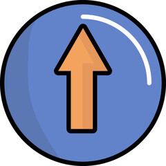 Up Arrow Button Orange And Blue Icon In Flat Style.