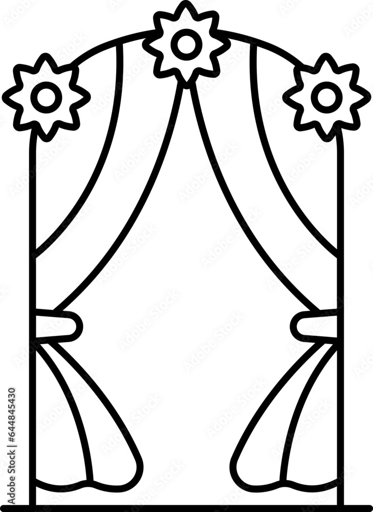 Poster wedding arch icon in black line art.