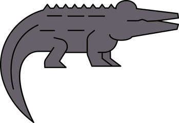 Crocodile Icon Or Symbol In Gray Color.