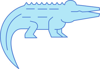 Crocodile Icon Or Symbol In Blue Color.