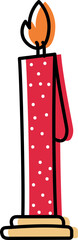 Dotted Burning Candle Red And Orange Icon In Flat Style.