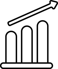 Growing Bar Graph Icon In Line Art.