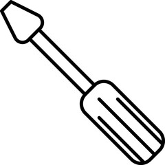 Screwdriver Icon In Black Line Art.