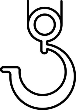 recommend clip art: Crane Hook Icon In Black Line Art.