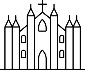 Flat Style Milan Icon In Black Line Art.