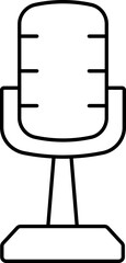 Retro Microphone Icon In Black Line Art.