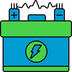 Tubular Battery Green And Blue Icon.