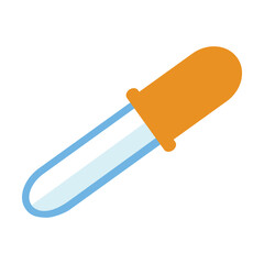 Glass pipette vector. Tool for taking analysis of liquid materials of solutions of medical preparations. Multicolored flat vector icon representing medicine items concept isolated on white background