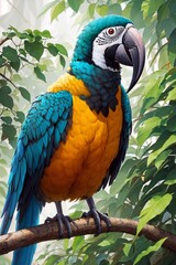 Fototapeta premium blue and yellow macaw