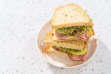 Ham, Cucumber, and Sprout Sandwich