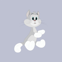 Cute grey cat in a cast.