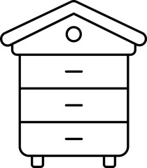 Linear Style Wooden Beehive Icon.
