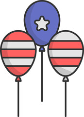 American Flag Color Balloons Icon Or Symbol.