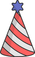 Isolated Party Hat Icon In Flat Design.