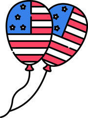 American Flag Color Balloons Icon Or Symbol.