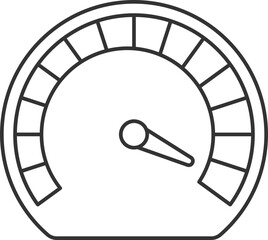 Black Thin Line Art of Speedometer Icon.