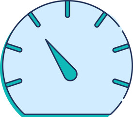 Flat Speedometer Icon In Blue Color.