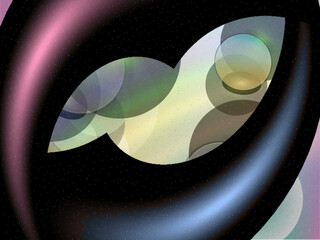 Glossy Abstract Gradient Mesh Background With Transparent Bubbles.