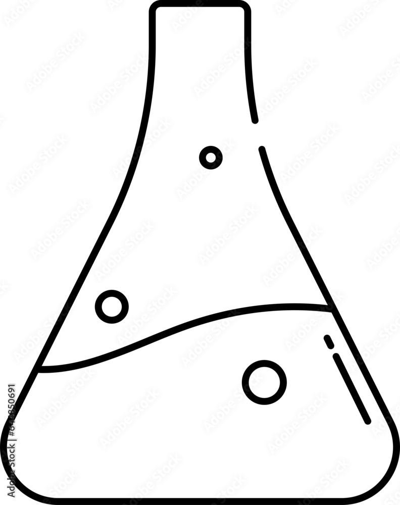 Wall mural Isolated Erlenmeyer Flask Icon In Black Stroke.