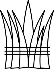 Black Outline Illustration Of Grass Bunch Icon.
