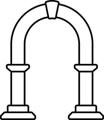Archway Frame Icon In Black Line Art.