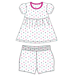 girls top with shorts heart print