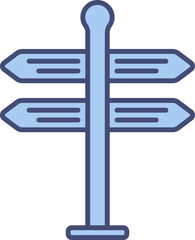 Four Arrow Sign Board Icon In Blue Color.