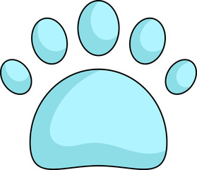 Blue Paw Or Animal Footprint Flat Icon.