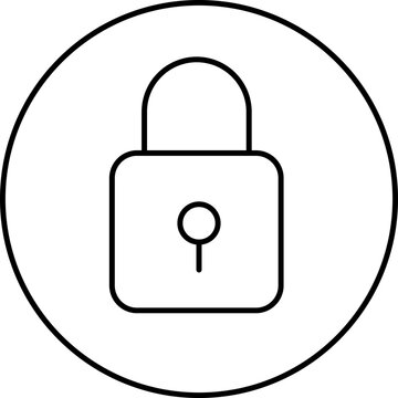 Isolated Lock On Circle Icon In Line Art.