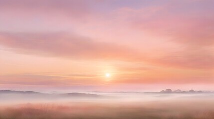 Obraz premium A Serene And Enchanting Dawn Sky Background Tranquil Dawn Sky Background Sunrise Sky Wallpaper Serene Morning Horizon Dawn Sky Image Calm Sunrise Landscape Picture AI Generative