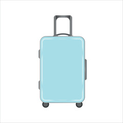 Blue suitcase on wheels, vector illustration.