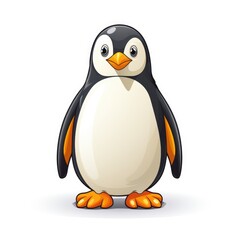 Cartoon penguin in white background, AI generated Image