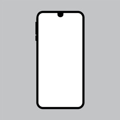 Graphic vector illustration of a black phone on a gray background.