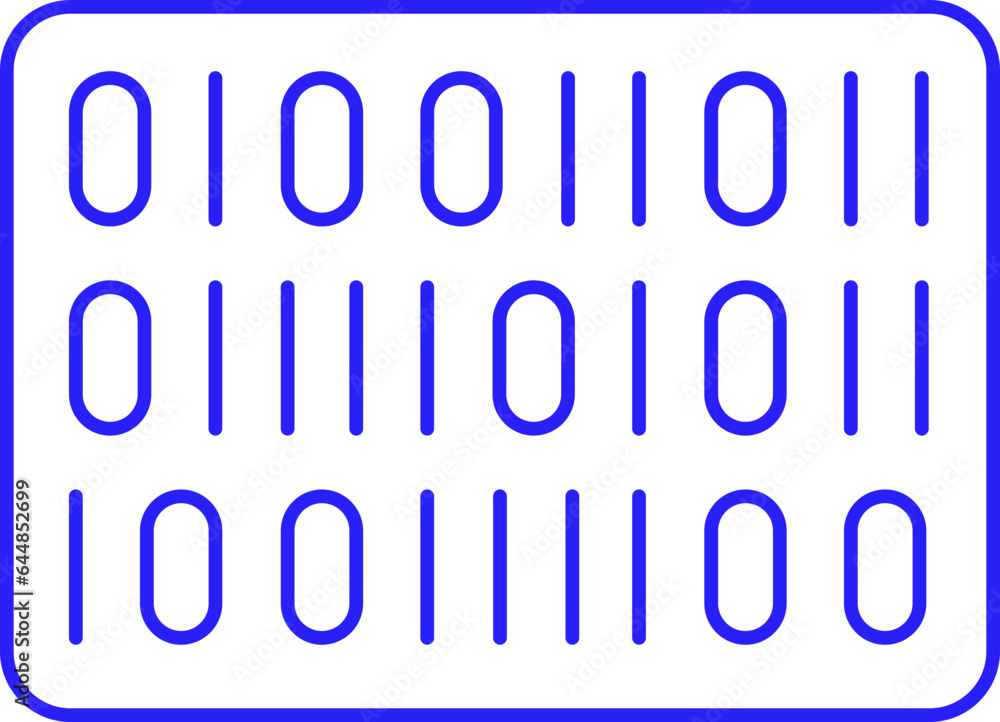 Poster binary number display icon in blue outline.