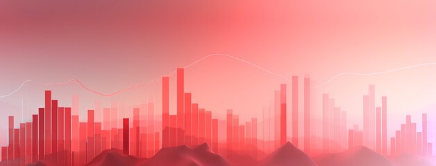 Financial Graph on Light Red Background