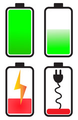 battery icon vector illustration.battery life icon set, battery charge indicator